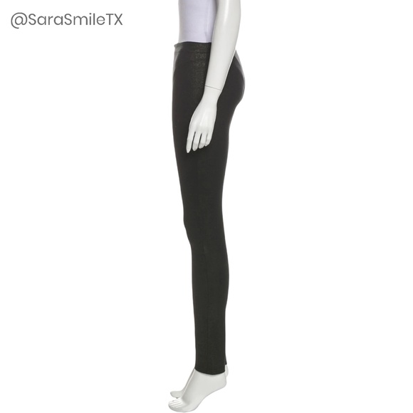 ALICE + OLIVIA Black & Metallic Gold Shimmer Front Zip Leggings - Picture 8 of 14